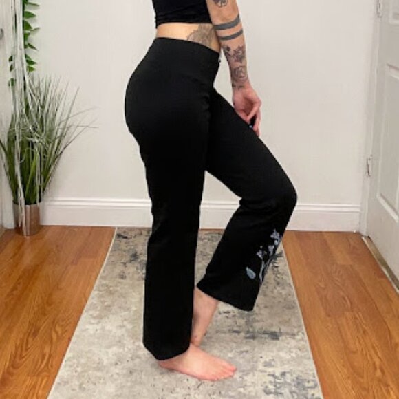Y2K Express Stretch Floral Pull-On Sweatpants Elastic Waist Size S Black - Picture 10 of 10